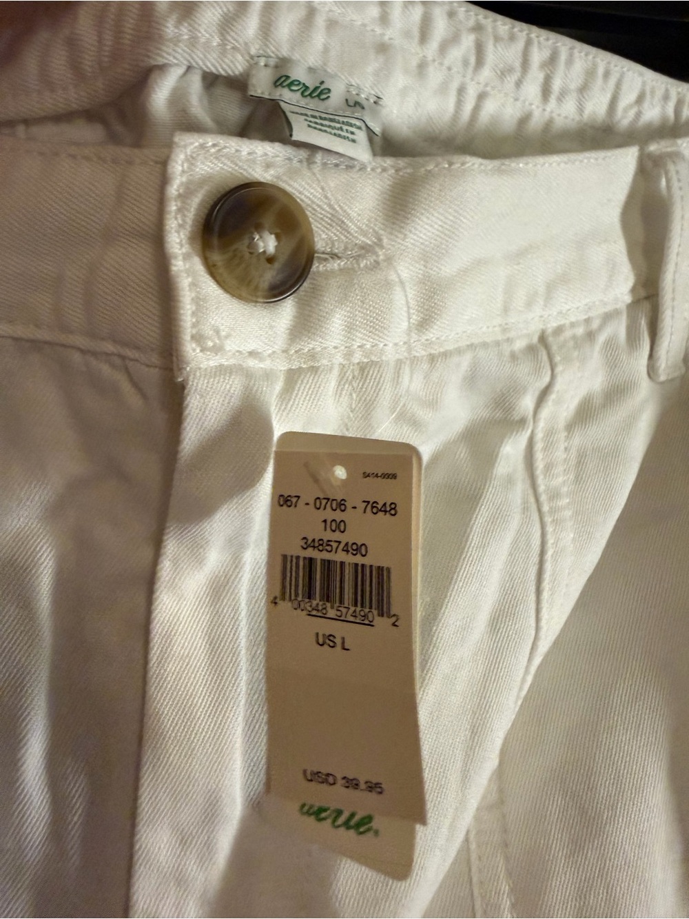 aerie White High-Rise Frayed Hem Jean Shorts - Picture 3 of 3